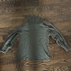 Nation LTD Olive Women's turtleneck Blouse with Puffed Sleeves